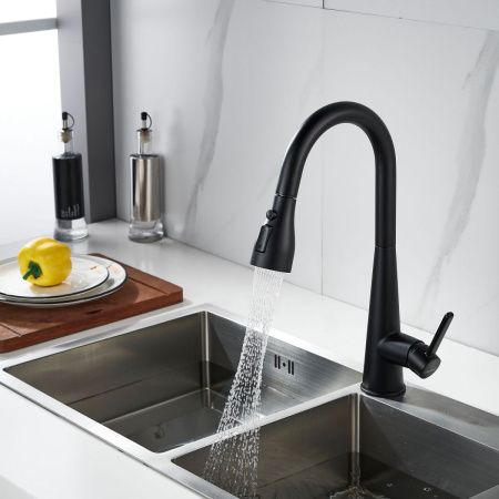 Смеситель для кухни Shevanik S363H на мойку черный