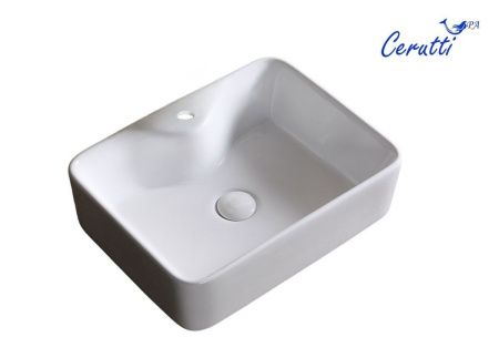 Раковина из сантехнического фарфора Cerutti SPA CR0094 50х40 накладная цвет белый 1 отверстие под смеситель