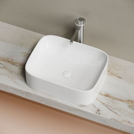 Раковина из сантехнического фарфора Ceramica Nova ELEMENT CN6052 50х40 накладная цвет белый без отверстий под смеситель