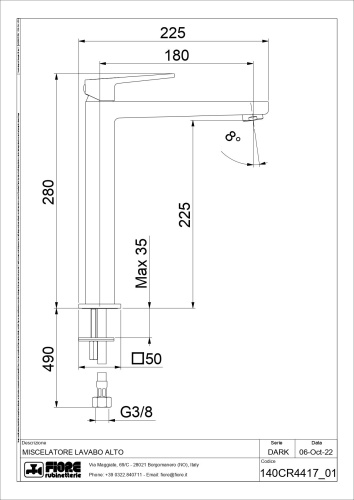 Смеситель Fiore Dark 140NN4417 на столешницу черный матовый - фото 2