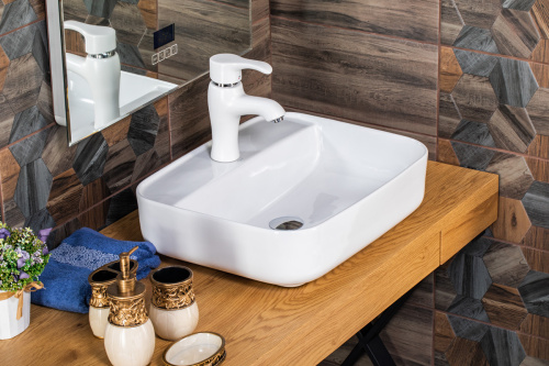 Раковина из сантехнического фарфора Melana 78180-805 51х41 накладная цвет белый 1 отверстие под смеситель - фото 2