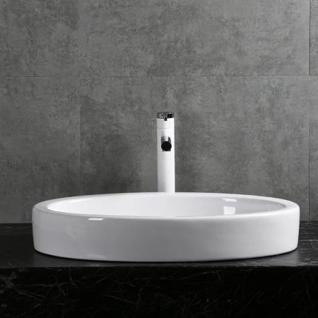 Раковина из сантехнического фарфора Cerutti SPA CR7045 60х40 накладная цвет белый без отверстий под смеситель