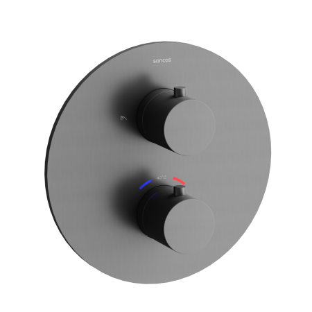 Душевая система Sancos Etna SC9010GG встраиваемая в стену цвет вороненая сталь с термостатом