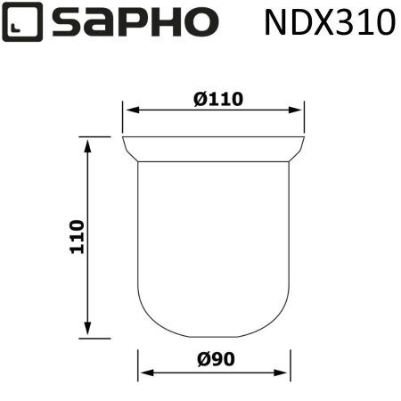 Стеклянная запасная чаша для ершика Sapho X-ROUND NDX310