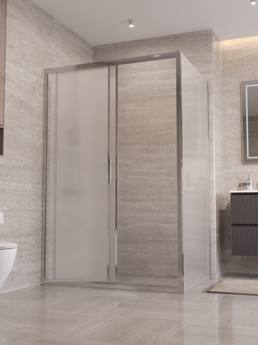 Душевой уголок BelBagno UNO-195 UNO-195-AH-1-130/90-P-Cr 130х90 стекло рифленое профиль хром без поддона - фото 2