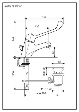 Смеситель для раковины Emmevi Ambra 9003/LC/CR на столешницу хром