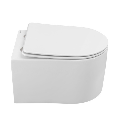 Унитаз подвесной Art&Max Rimini AM204CHR/SC белый с сиденьем микролифт каскадный смыв - фото 2