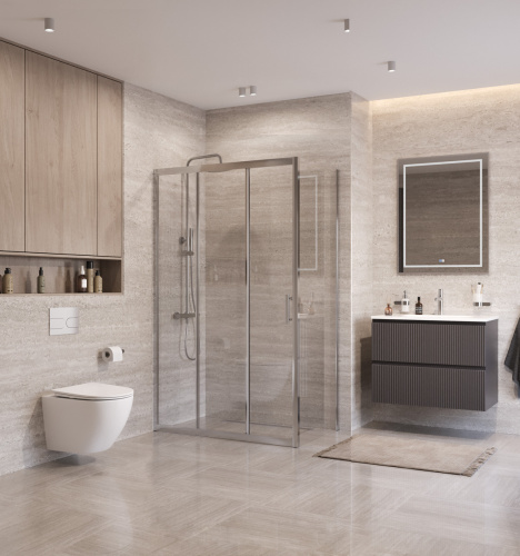 Душевой уголок BelBagno UNO-195 UNO-195-AHF-31-120/70-C-Cr 120х70 стекло прозрачное профиль хром без поддона - фото 3