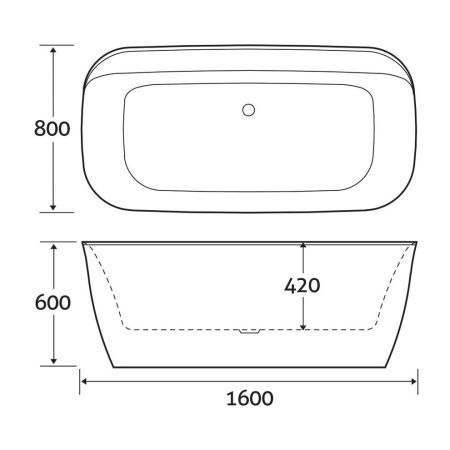 Ванна акриловая Art&Max AM-316-1600-800 160х80 отдельностоящая овальная