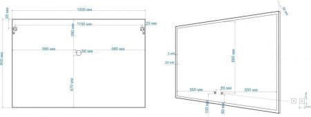 Зеркало с подсветкой и антизапотевателем Art&Max AREZZO AM-Are-1200-800-DS-FC-H-Nero 120х80 подвесное