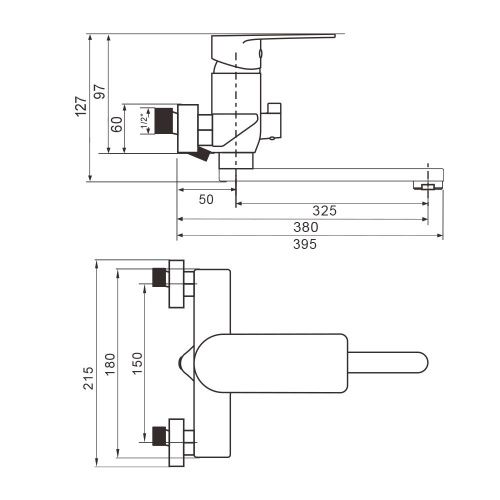 Смеситель для ванны WesnaArt Ray RAY11-320 настенный хром - фото 2
