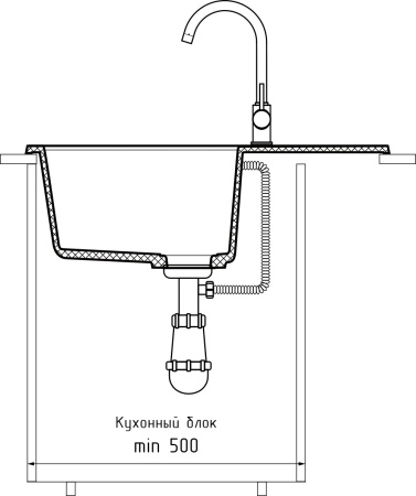 Кухонная мойка Granfest Quadro Q-650L топаз 65х50 цвет серый поверхность матовая