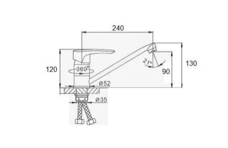 Смеситель для кухни D-Lin D153422-6 на мойку хром