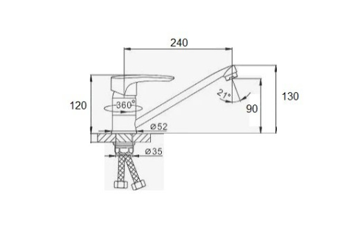 Смеситель для кухни D-Lin D154422-6 на мойку хром - фото 2