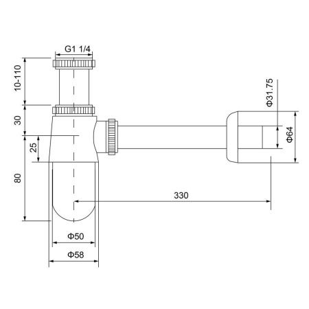 Сифон Timo 960/13L никель