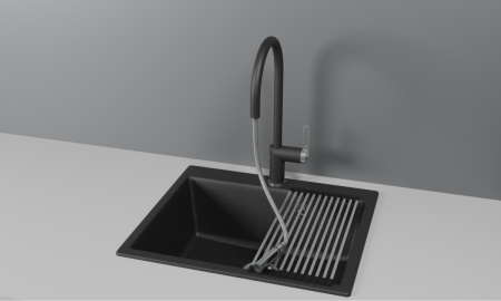 Смеситель для кухни Granula 8172, ЧЕРНЫЙ на мойку черный