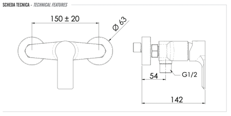 Смеситель для душа Remer Energy EY33 настенный хром
