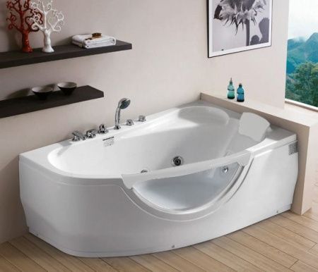 Ванна акриловая гидромассажная Gemy G9046 II B R 170х100 пристенная асимметричная с каркасом