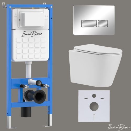 Комплект унитаз с инталляцией и клавишей смыва Iberica Blanca BURGOS ALTO IB001.BRA.234.213 - фото 2