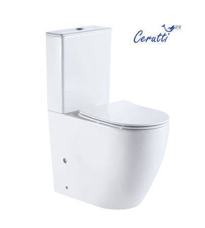 Унитаз напольный с бачком Cerutti SPA CT8709 белый с сиденьем микролифт безободковый каскадный смыв