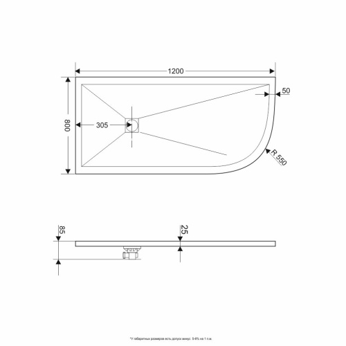 Душевой поддон RGW Stone Tray 16154128-01L 80x120  искусственный камень белый - фото 2