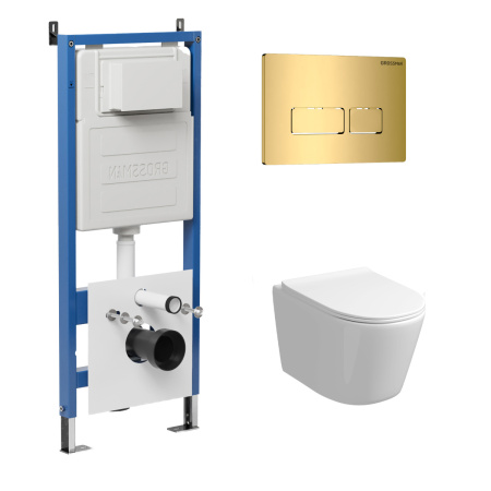 Инсталляция + кнопка смыва + унитаз Grossman Pragma 97.4477SQ.03.300