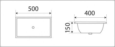 Раковина из сантехнического фаянса CeramaLux 542A 50х40 встраиваемая цвет белый без отверстий под смеситель