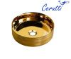 Раковина из сантехнического фарфора Cerutti SPA CR7044AS 40х40 накладная цвет золото без отверстий под смеситель