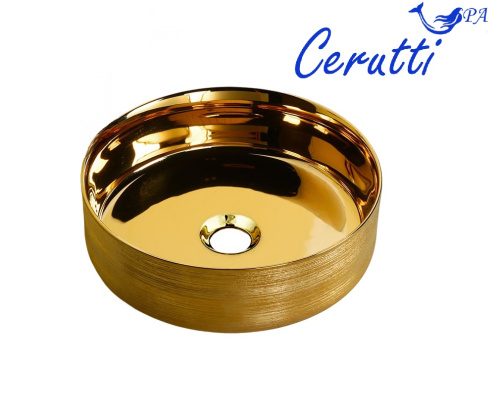 Раковина из сантехнического фарфора Cerutti SPA CR7044AS 36х36 накладная цвет золото - фото 4