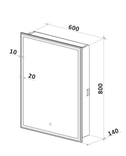 Зеркало-шкаф Art&Max TECHNO AM-Tec-600-800-1D-L-DS-F 60х80 - фото 4