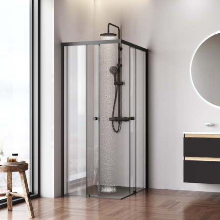Душевой уголок Am.Pm X-joy W94G-403-100280-BТ1К 99х79 стекло прозрачное профиль черный матовый без поддона