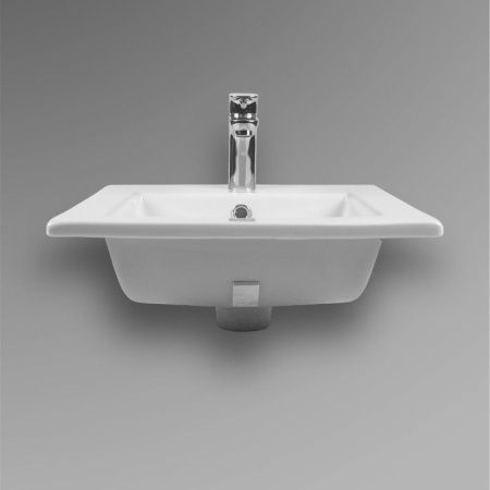 Раковина из сантехнического фарфора Bond Cube S06-410 40х40 встраиваемая цвет белый 1 отверстие под смеситель