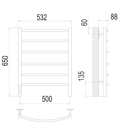 Полотенцесушитель Terminus 4670078531339 53х65 электрический хром - фото 3