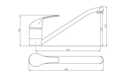 Смеситель для кухни Rush Vrangel VR7114-27 на мойку хром