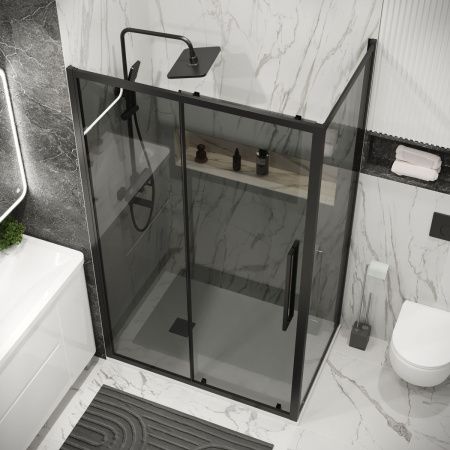 Душевая перегородка Grossman Cosmo 200.K33.02.90.21.10 90х195 стекло тонированное профиль черный