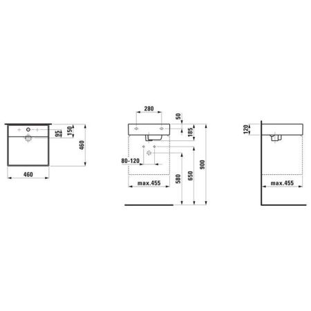 Раковина керамическая Laufen Kartell 8.1533.1.757.111.1 50 см накладная цвет белый 1 отверстие под смеситель