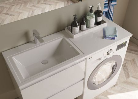 Раковина из искусственного камня Эстет Даллас ФР-00002166 130х50 накладная цвет белый 1 отверстие под смеситель