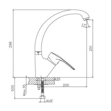 Смеситель для кухни Cron CN4166 на мойку хром
