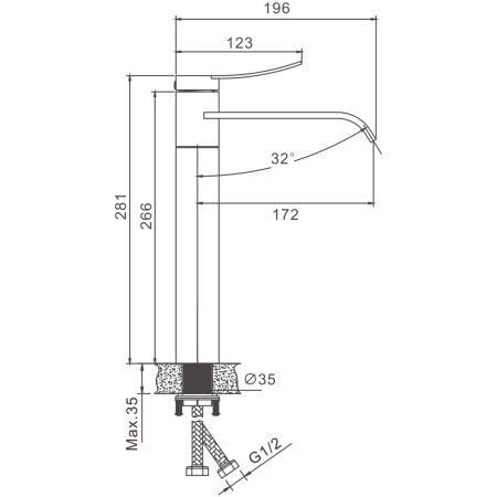 Смеситель BELZ B11812-1 на раковину сатин
