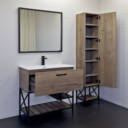 Тумба с раковиной Comforty Бредфорд 00-00009403CF 90х50 напольная цвет коричневый