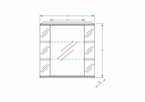 Зеркало-шкаф Stella Polar Концепт SP-00000058 70х24х70 подвесной цвет белый - фото 2
