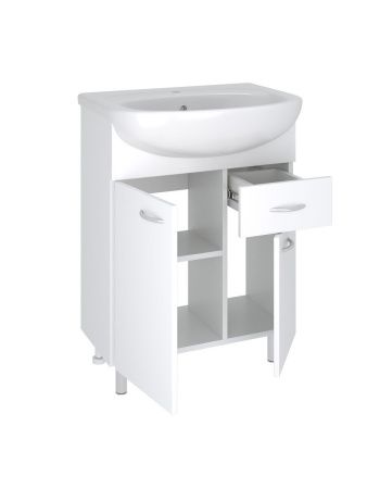 Тумба под раковину Runo Уют 00000000501 60х30 напольная цвет белый