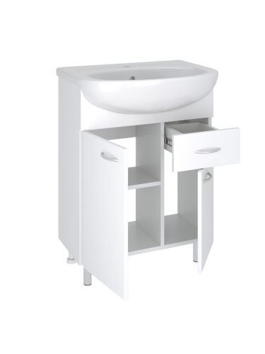 Тумба под раковину Runo Уют 00000000501 60х30 напольная цвет белый - фото 2