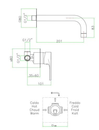 Смеситель Fiore Kera 88CR7527 встраиваемый в стену хром - фото 2