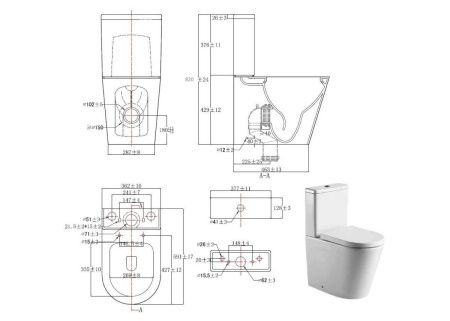Унитаз напольный с бачком Aquatek ОБЕРОН AQ1273S-00 белый с сиденьем микролифт безободковый каскадный смыв