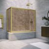 Душевая шторка на ванну Vegas-Glass ZV+ZVF TUR+NOVO ZV+ZVF NOVO 170*80 03 05 170х140 стекло тонированное профиль золото ориентация универсальная