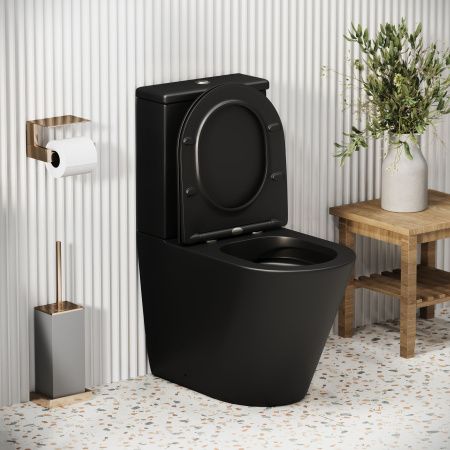 Унитаз напольный с бачком Grossman Color GR-4480BMS черный с сиденьем микролифт безободковый каскадный смыв
