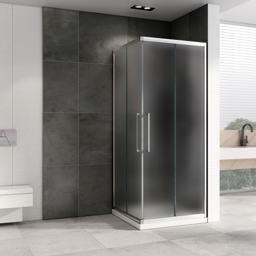 Душевой уголок Abber Schwarzer Diamant AG02100MH 100х100 стекло матовое профиль хром глянцевый без поддона - фото 2