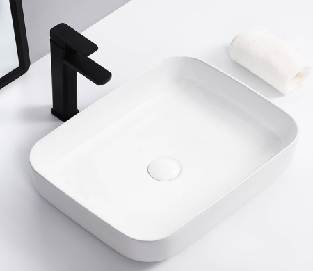 Раковина из санфаянса CeramaLux 9391 50х39 накладная цвет белый