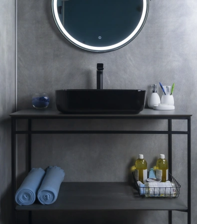 Раковина керамическая Gid Geométrico 53351 50х40 накладная цвет черный без отверстий под смеситель